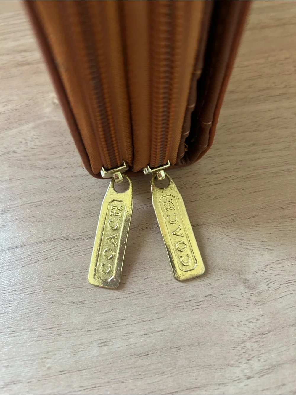 Coach Pebbled Leather Wallet — Chestnut